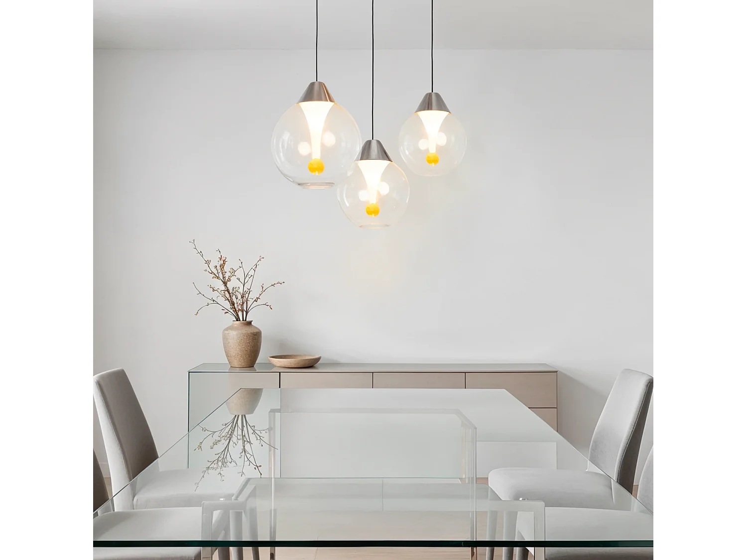 Lámpara Colgante Cristal LED 30W Liborina 3 Focos Blanco