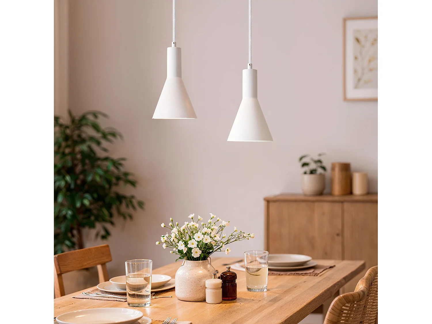 Suspension Plâtre Madiun  Blanc