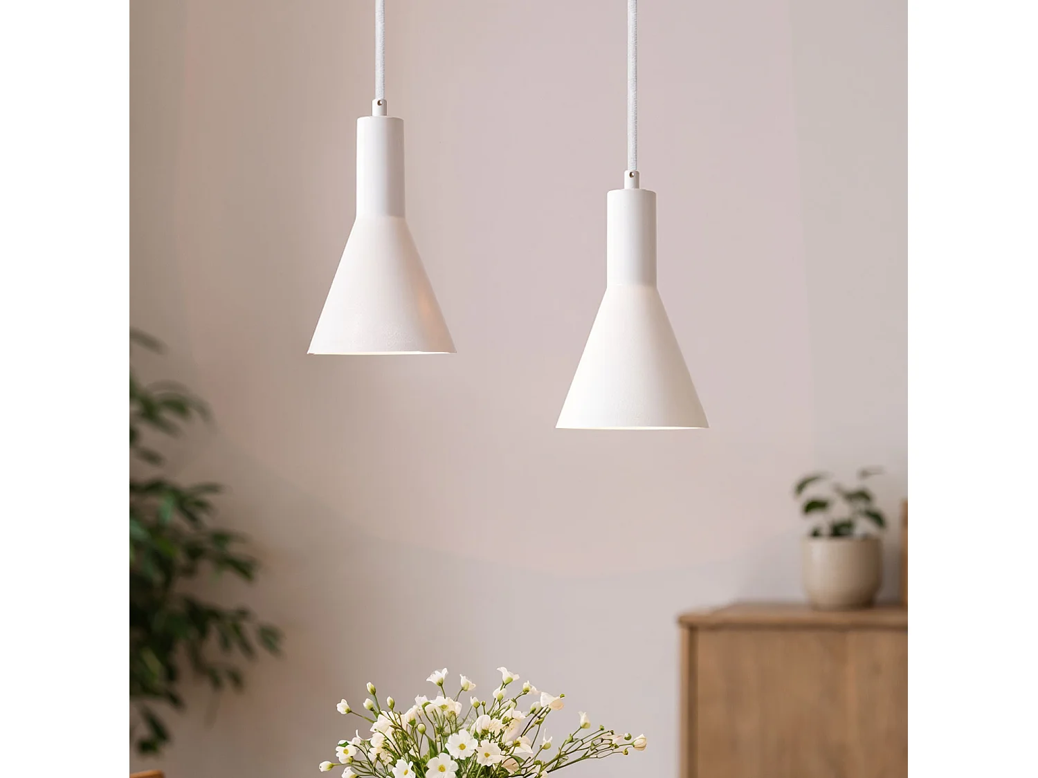 Suspension Plâtre Madiun  Blanc