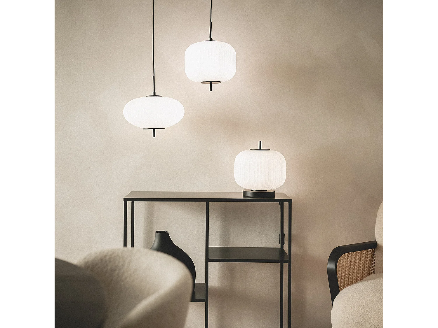 Suspension Métal et Verre Beca Noir