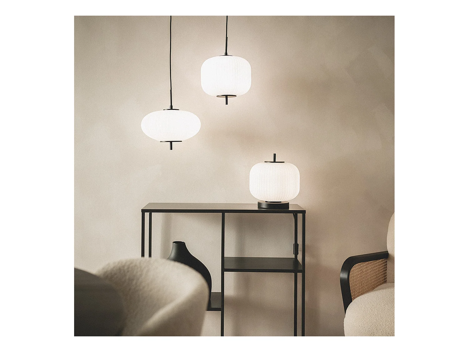 Suspension Métal et Verre Beca Noir