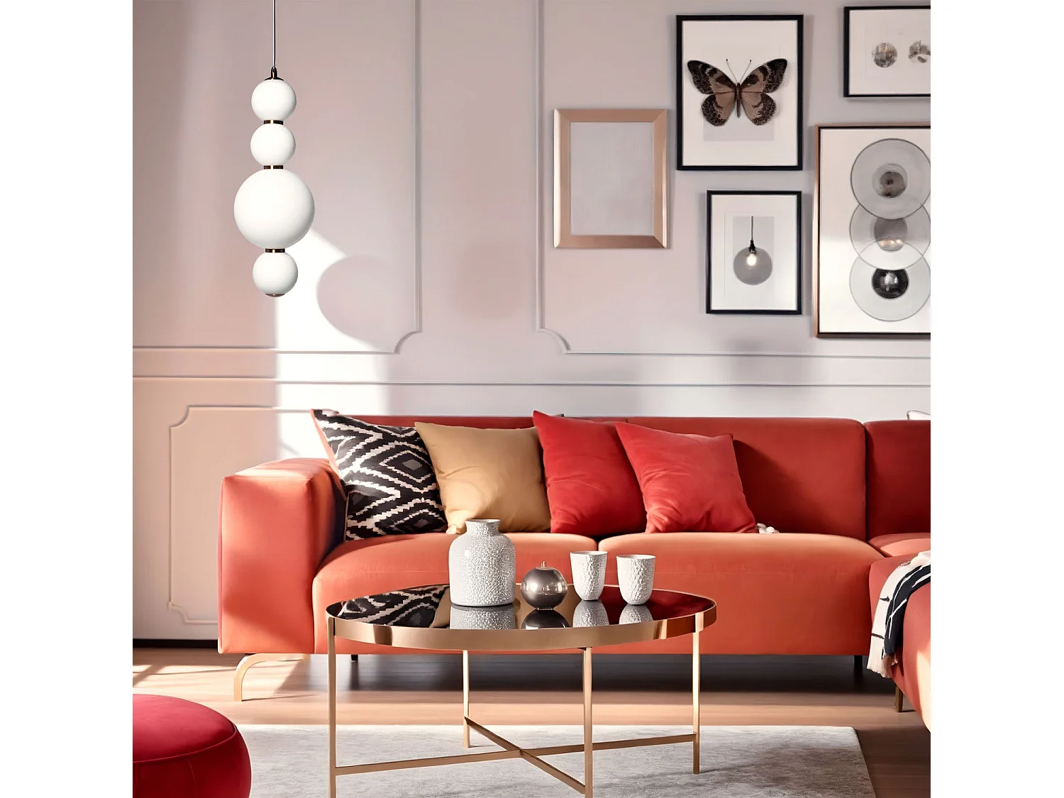 Suspension LED 10W Métal et Verre Slim Atira Doré