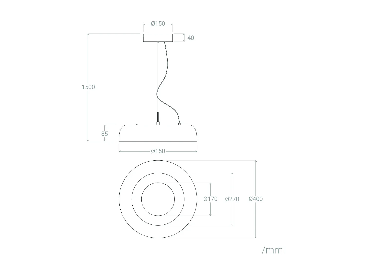 Suspension LED 18W Acier Cancot Blanc mat
