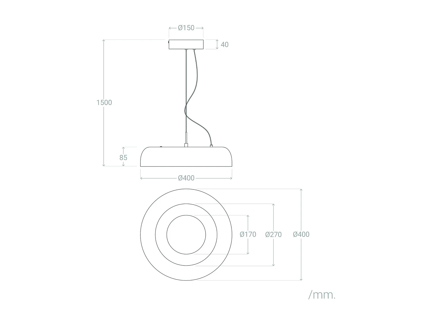 Suspension LED 18W Acier Cancot Blanc mat