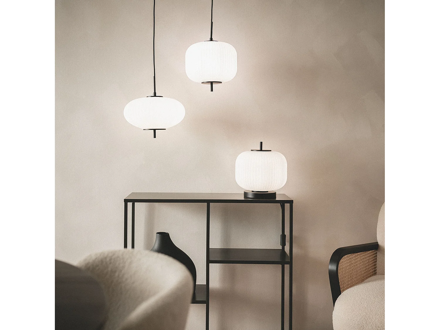 Lámpara Colgante Metal y Cristal Beca Oblade Negro