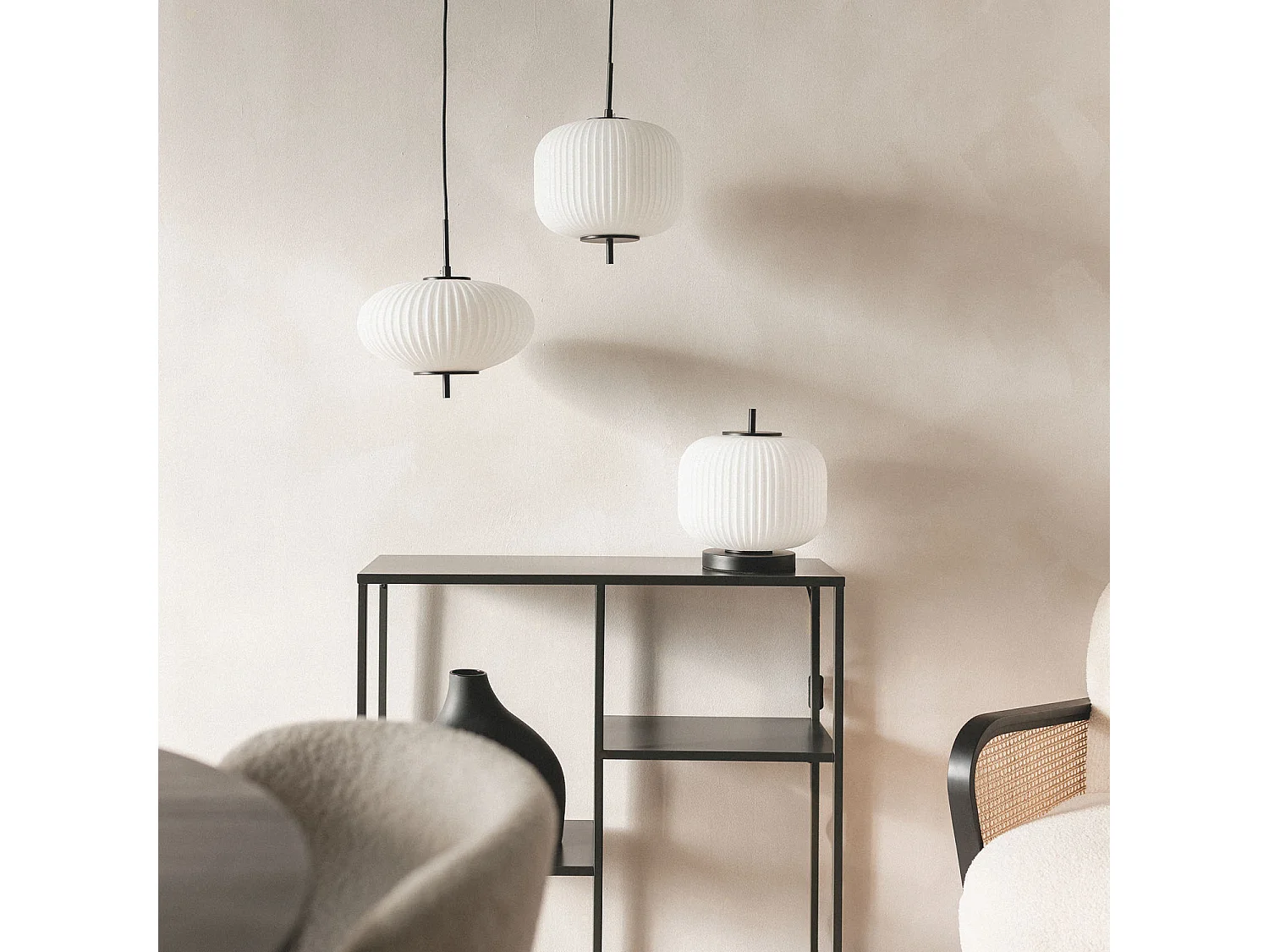 Lámpara Colgante Metal y Cristal Beca Oblade Negro