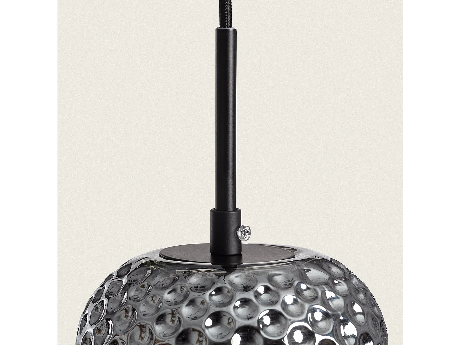 Lámpara Colgante Metal y Cristal Large Bernie Gris Humo