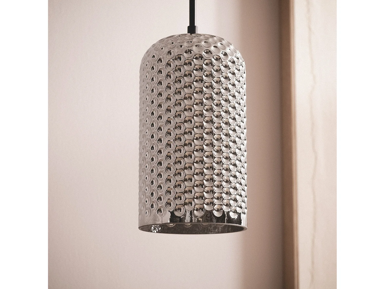 Lámpara Colgante Metal y Cristal Large Bernie Gris Humo