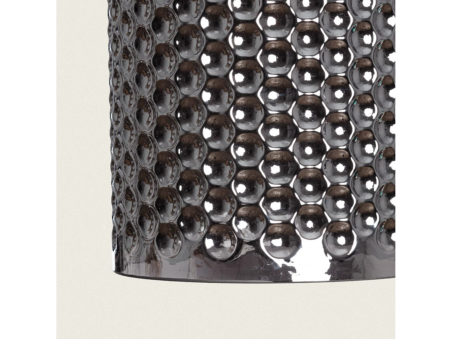 Lámpara Colgante Metal y Cristal Large Bernie Gris Humo