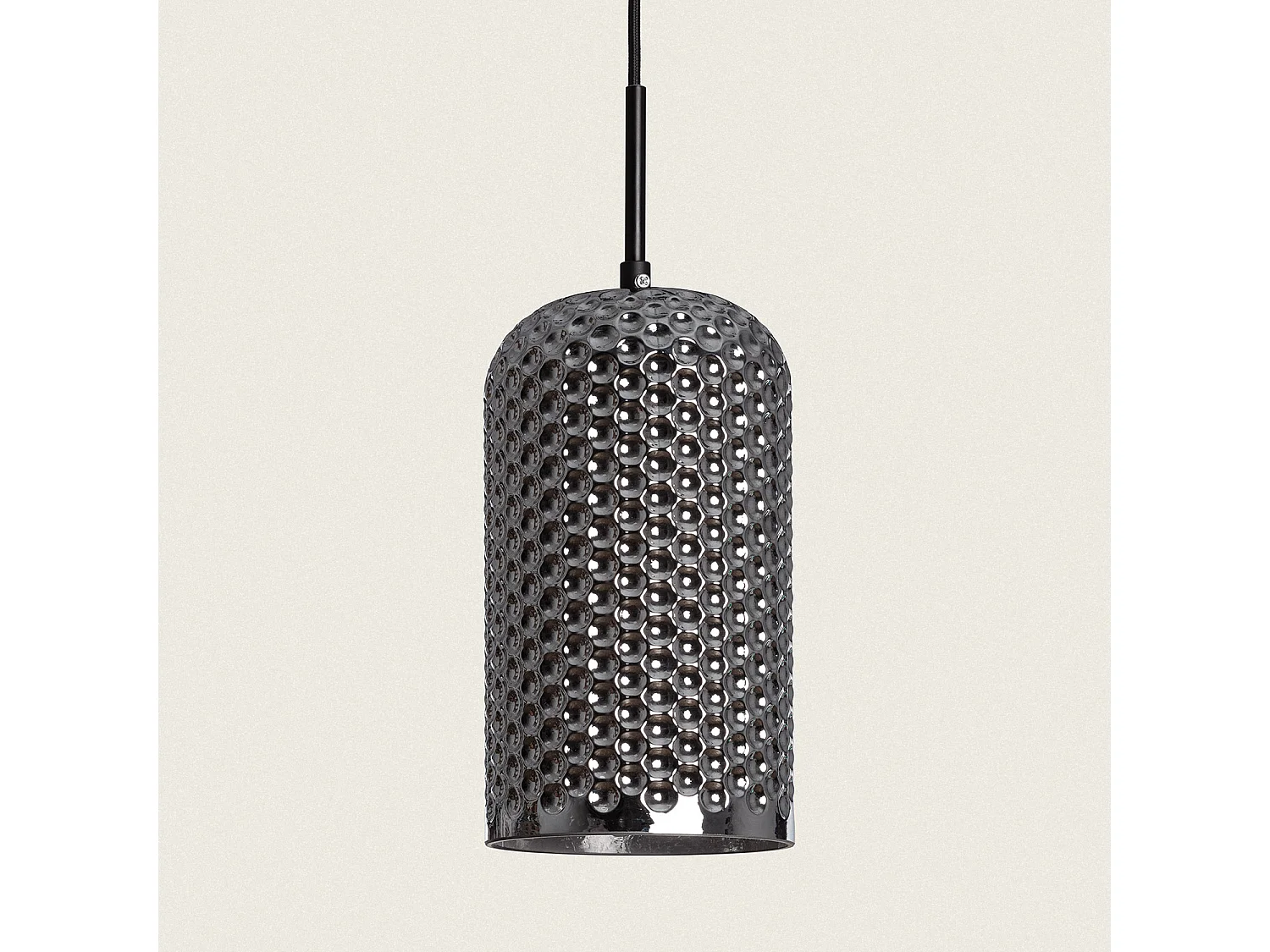 Lámpara Colgante Metal y Cristal Large Bernie Gris Humo