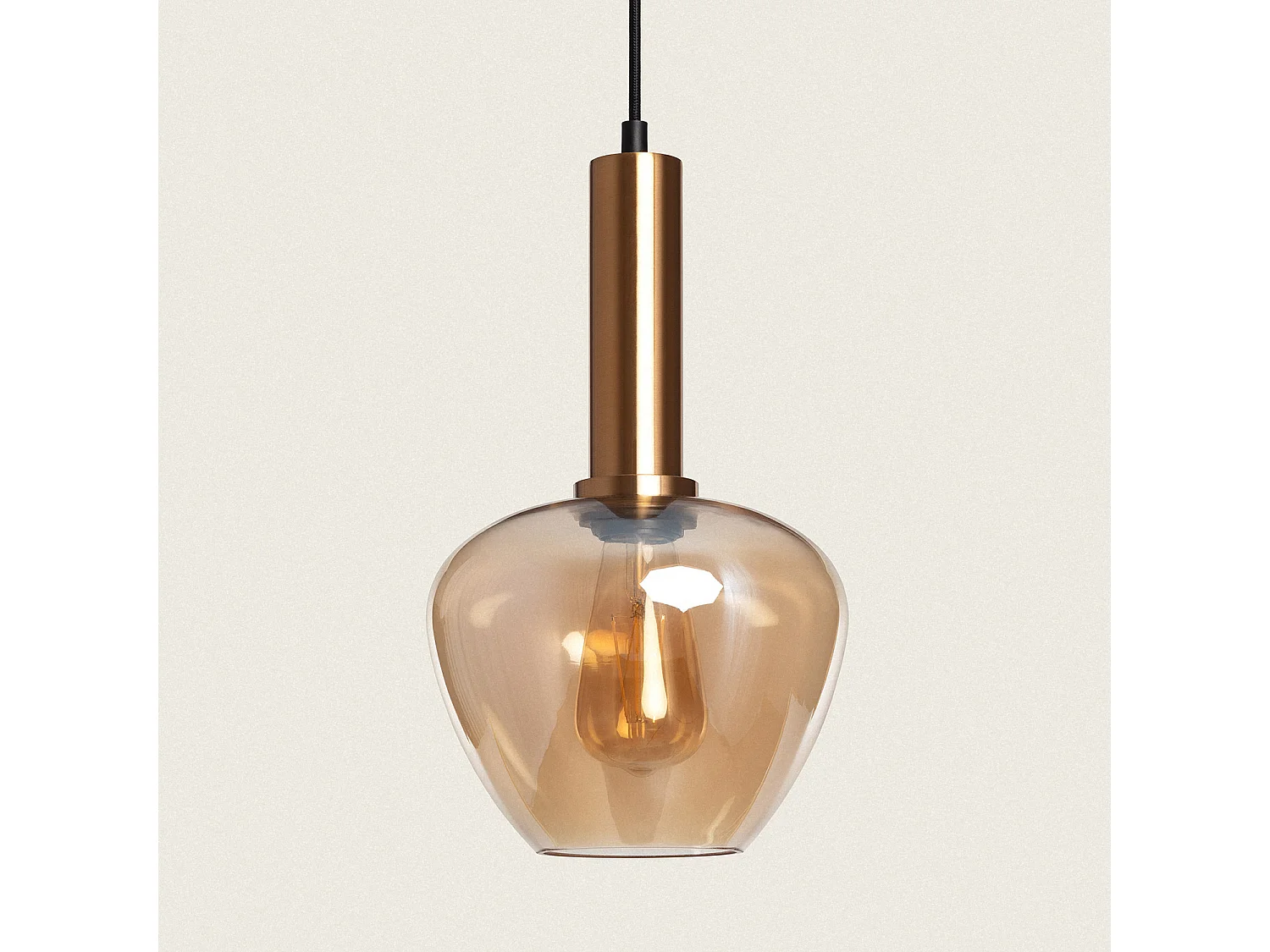 Suspension Métal et Verre Daira Gris Fumée