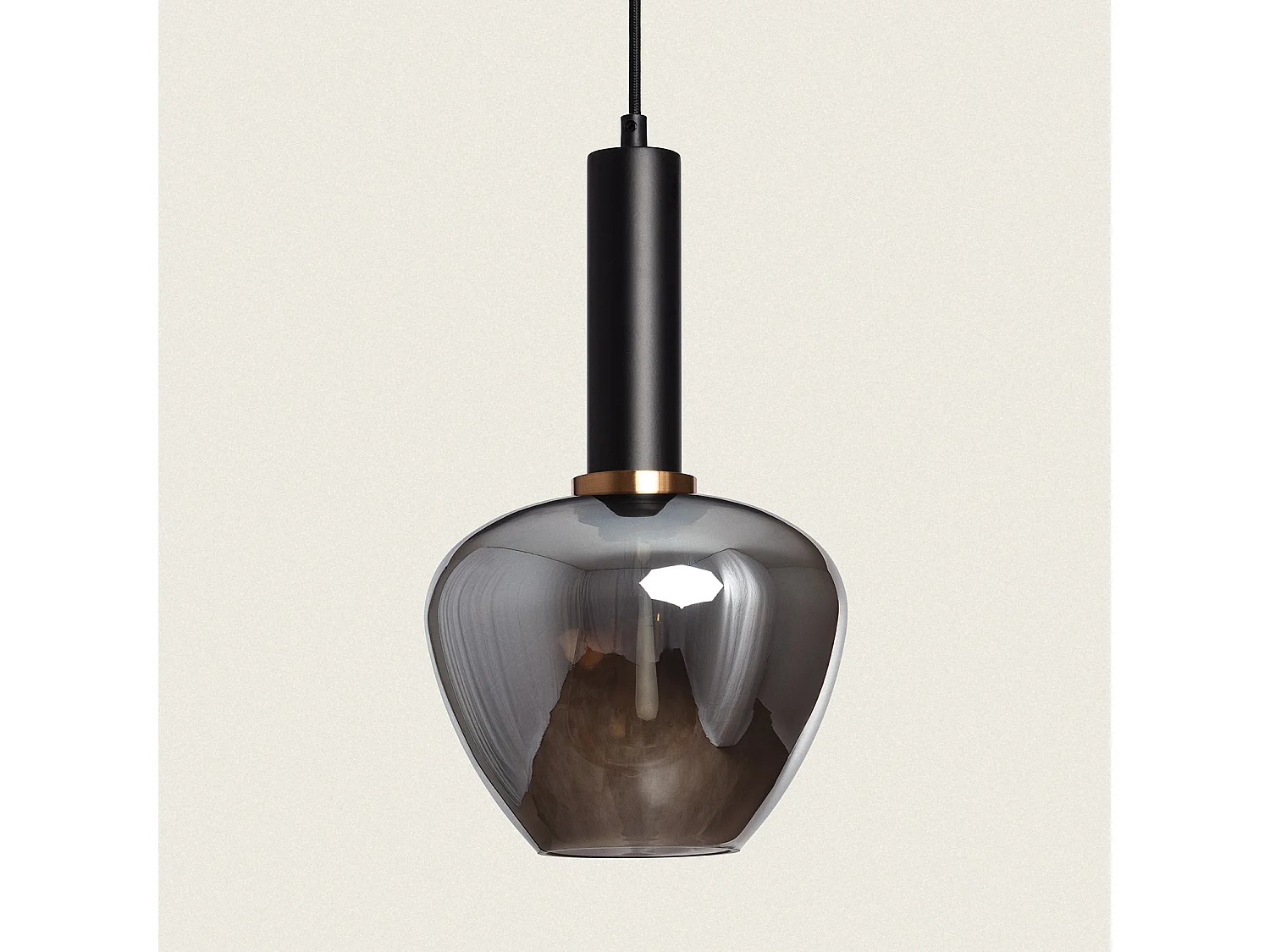 Suspension Métal et Verre Daira Gris Fumée