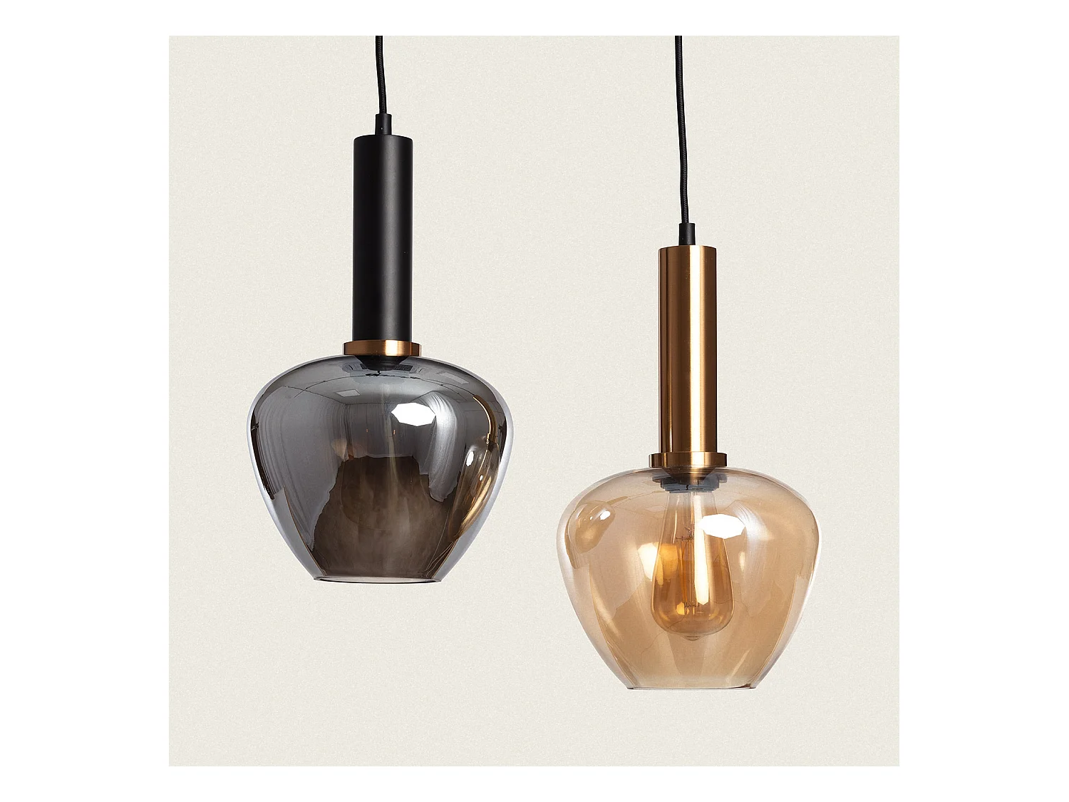 Suspension Métal et Verre Daira Gris Fumée