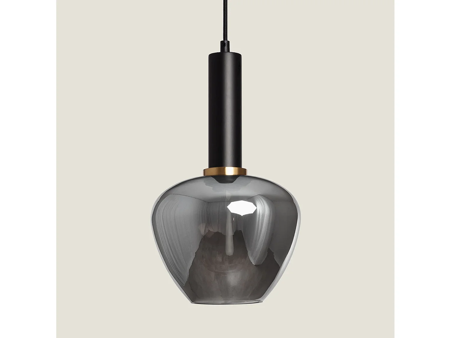 Lámpara Colgante Metal y Cristal Daira Gris Humo
