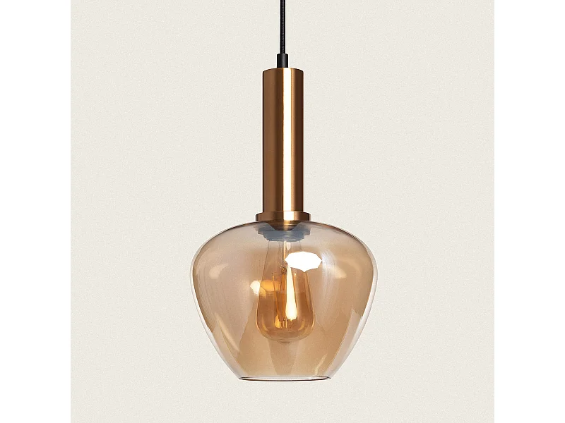 Suspension Métal et Verre Daira Gris Fumée