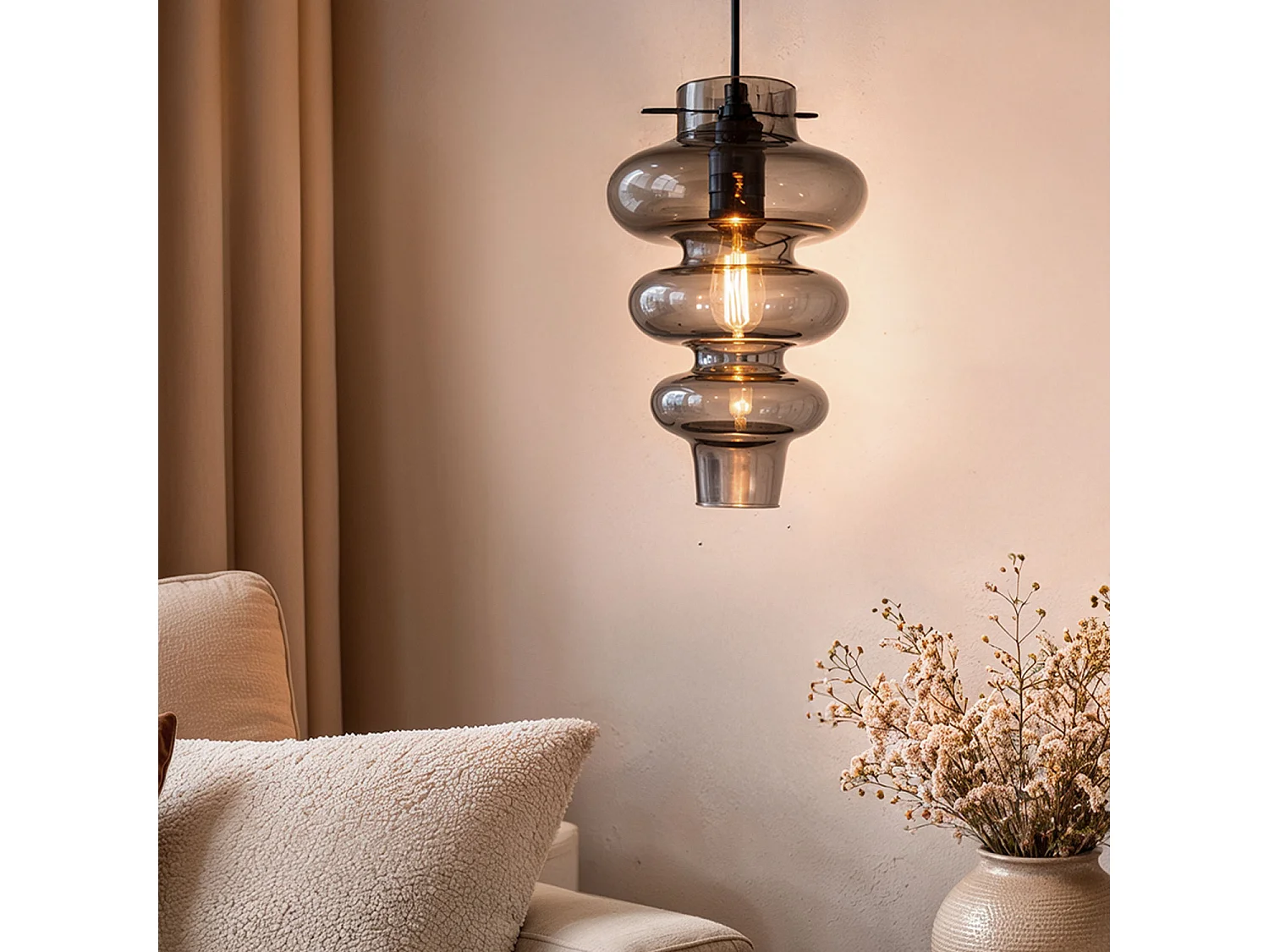 Suspension Verre Telder Gris Fumée