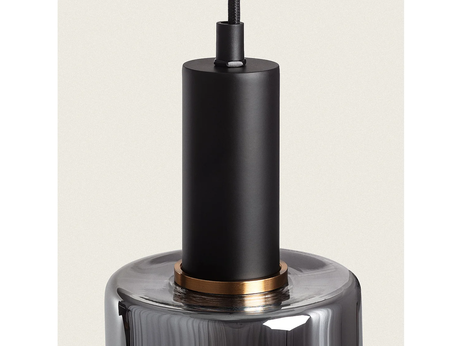 Suspension Métal et Verre Danae Gris Fumée