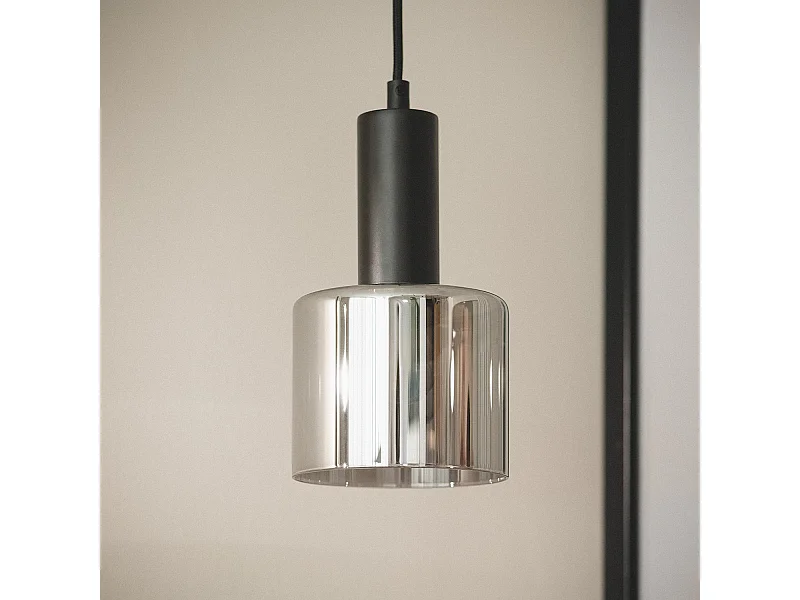 Lampada a Sospensione Metallo e Vetro Danae Grigio Smoke