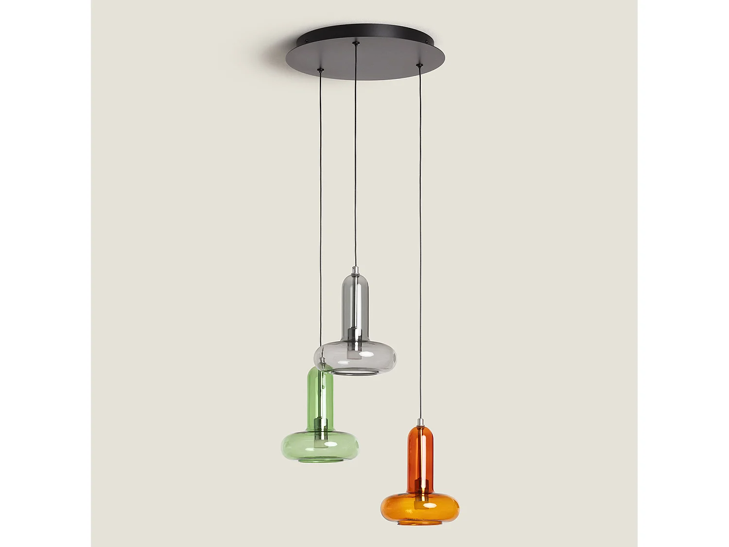 Suspension LED 15W Aluminium et Verre 3 Spots Fontans  Multicolore