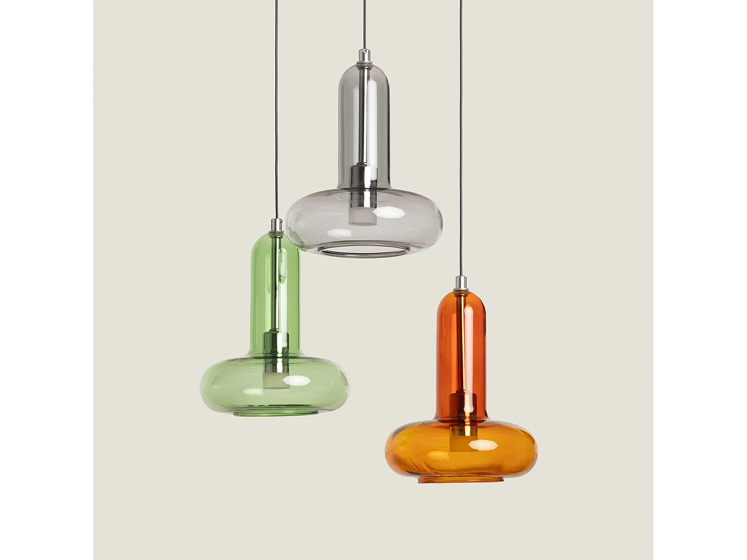 Suspension LED 15W Aluminium et Verre 3 Spots Fontans  Multicolore