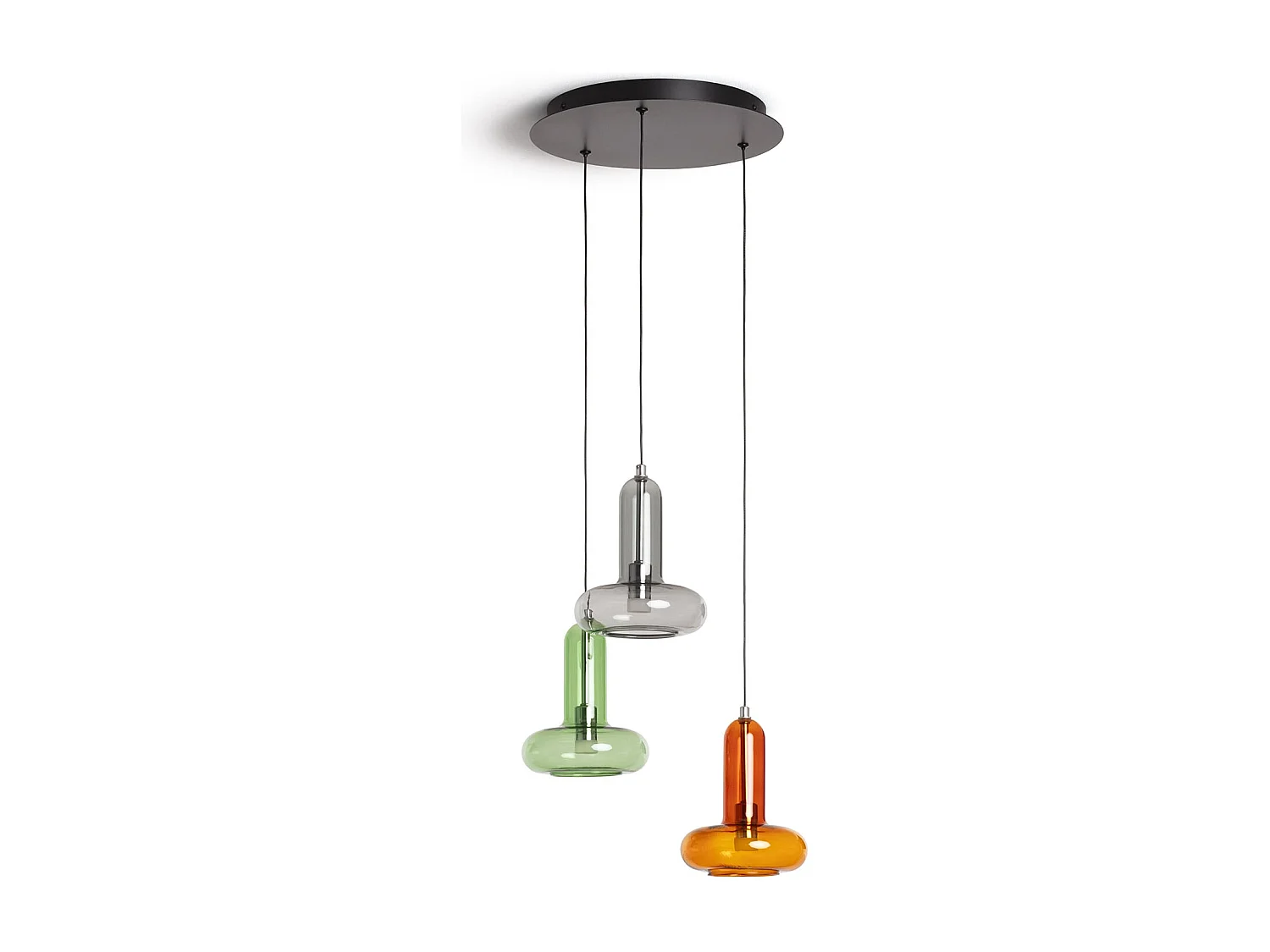 Suspension LED 15W Aluminium et Verre 3 Spots Fontans  Multicolore