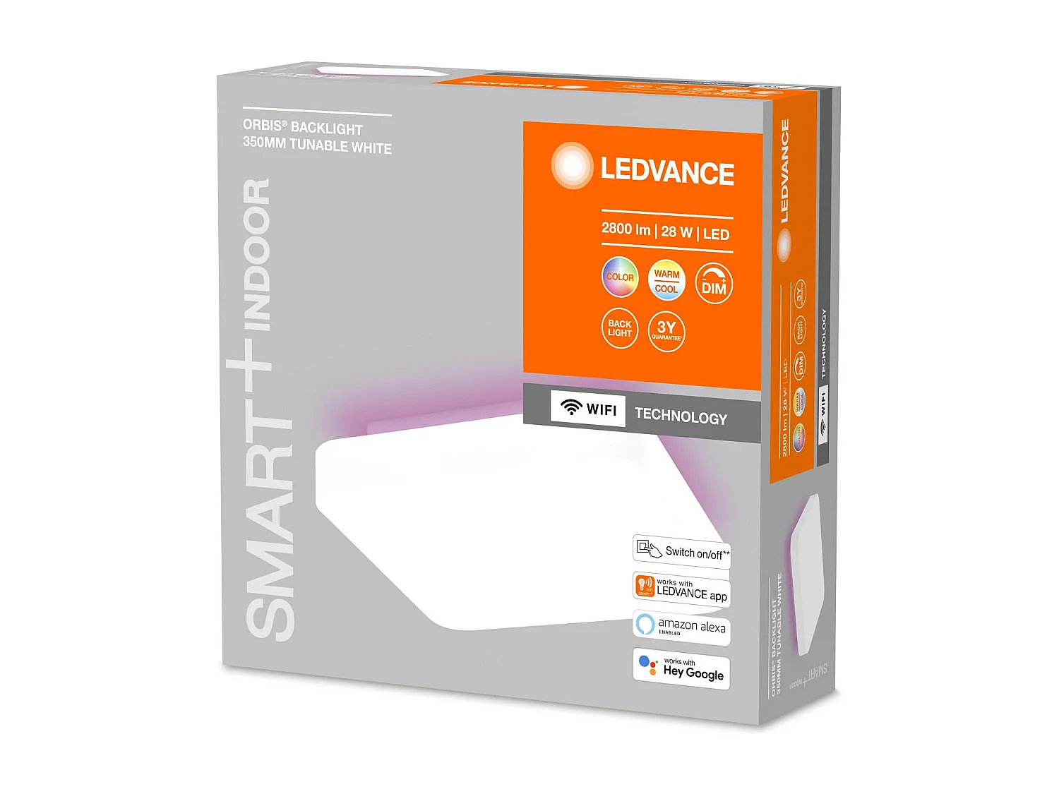 TechBrey Plafón LED 28W RGBW Cuadrado 350x350 mm Smart+ WiFi ORBIS Backlight LEDVANCE 4058075572874