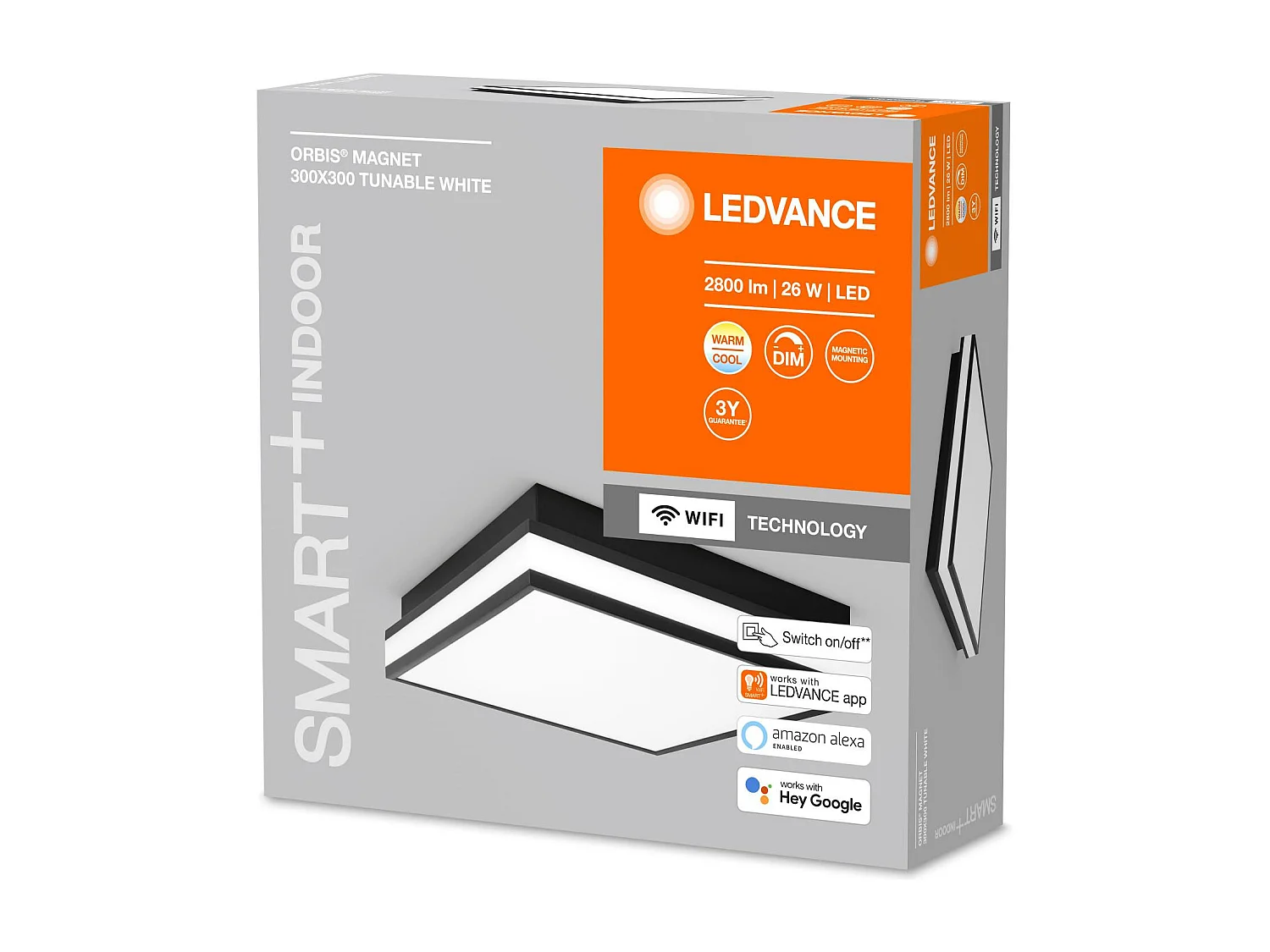 TechBrey Plafón LED 26W CCT 300x300 mm Cuadrado Smart+ WiFi ORBIS Magnet LEDVANCE 4058075572799