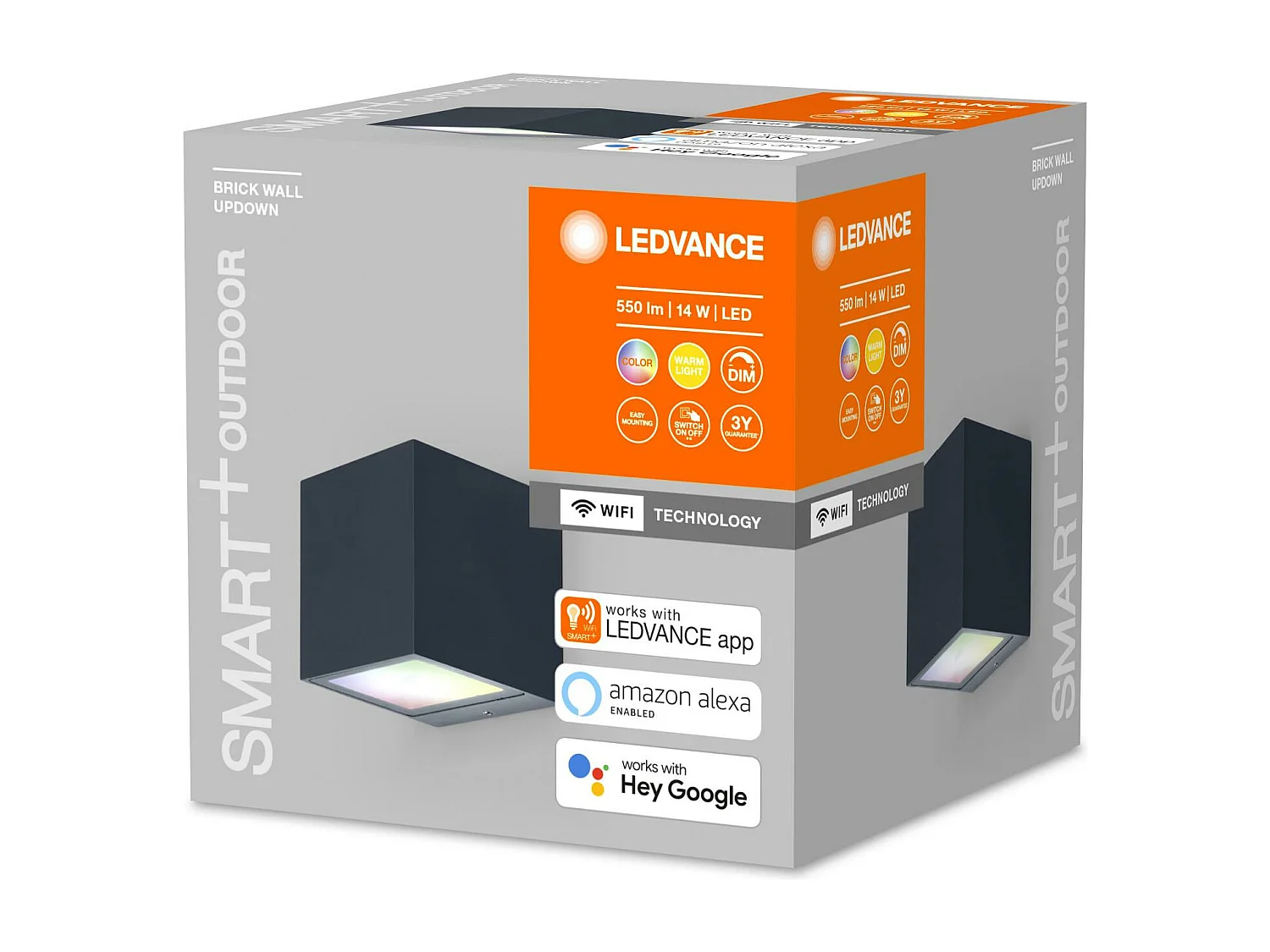 TechBrey Aplique de Techo RGB 14W Smart+ WiFi IP44 Cuadrado LEDVANCE 4058075564367