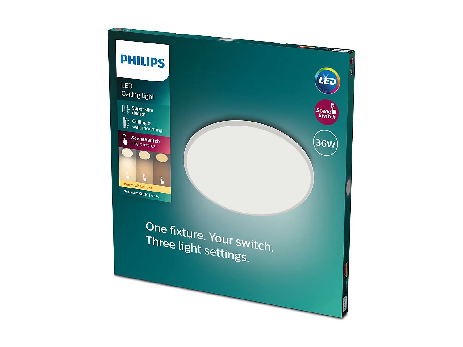 TechBrey Plafón LED 18W PHILIPS CL550 SuperSlim IP44 Regulable 3 Niveles