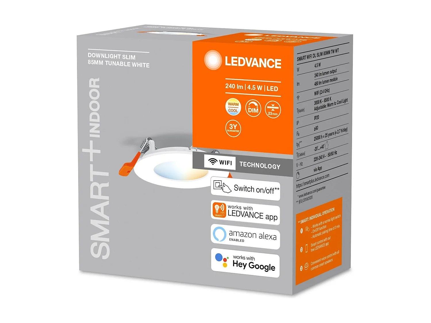 TechBrey Downlight LED 4.5W Smart+ WiFi Ø85 mm Slim ORBIS LEDVANCE 4058075573239