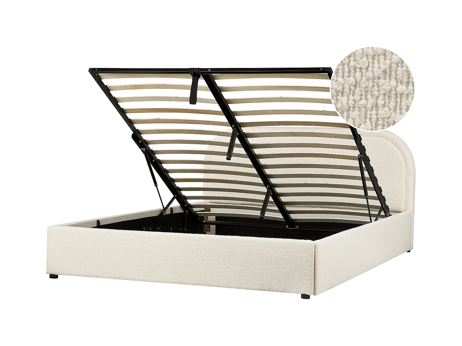 Lit ottoman Bouclé QUILLIEN 160 x 200 cm Beige clair