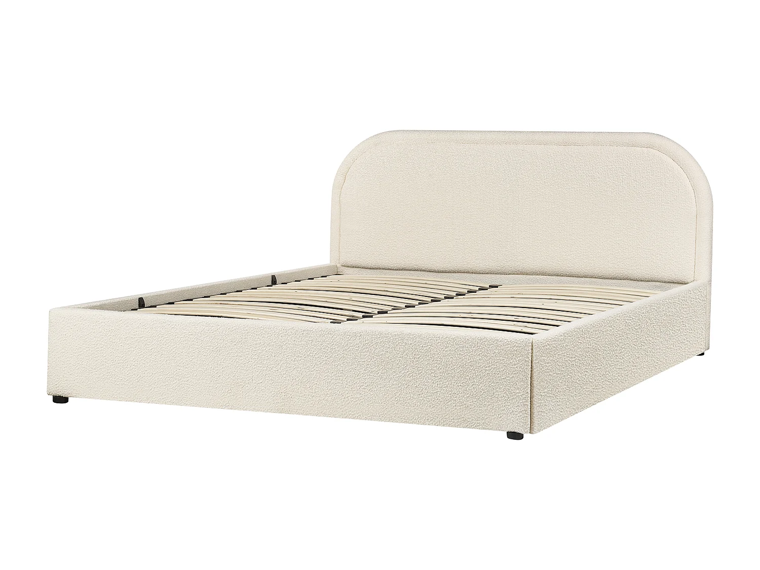 Polsterbett Bouclé beige mit Kopfteil Bettkasten Lattenrost 160x200 cm Quillien