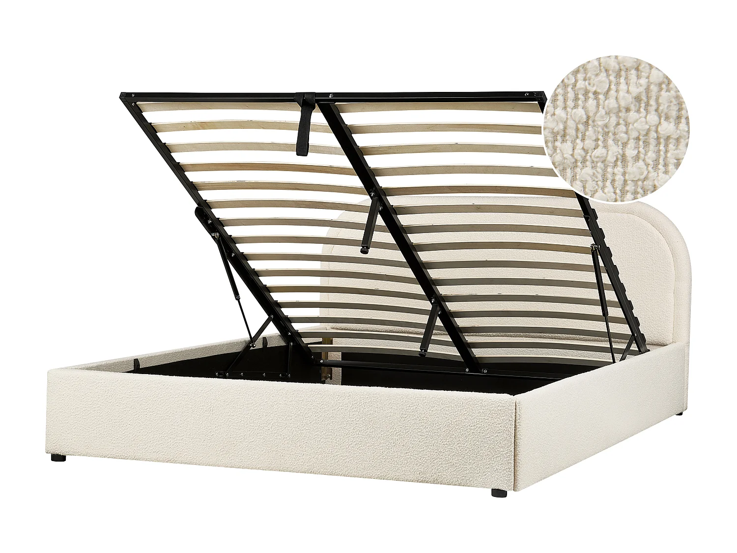 Lit ottoman Bouclé QUILLIEN 160 x 200 cm Beige clair
