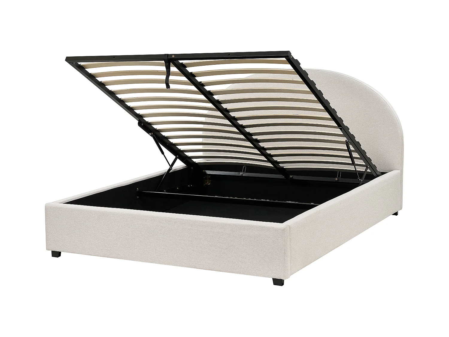 Lit ottoman Tissu VAUCLUSE 160 x 200 cm Beige clair