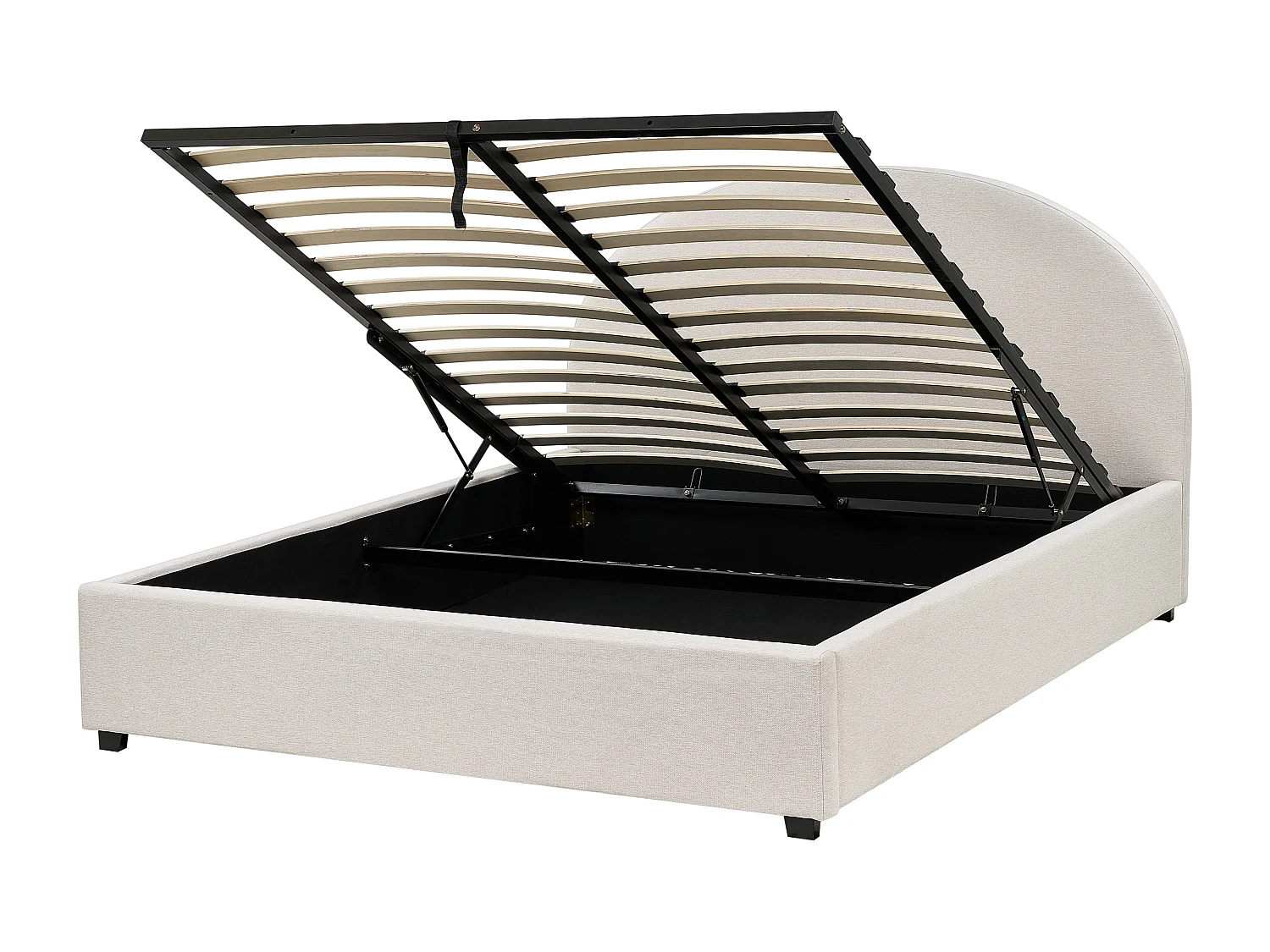 Bed met opbergruimte Stof VAUCLUSE 160 x 200 cm Lichtbeige