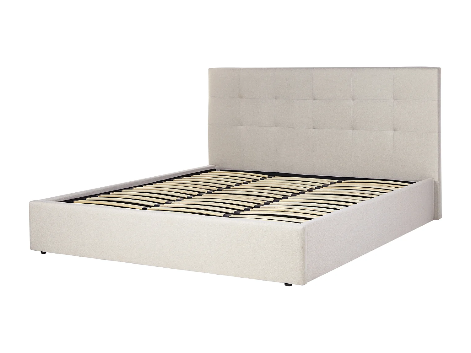Polsterbett beige 180 x 200 cm mit Stauraum gestepptes Kopfteil Lorient