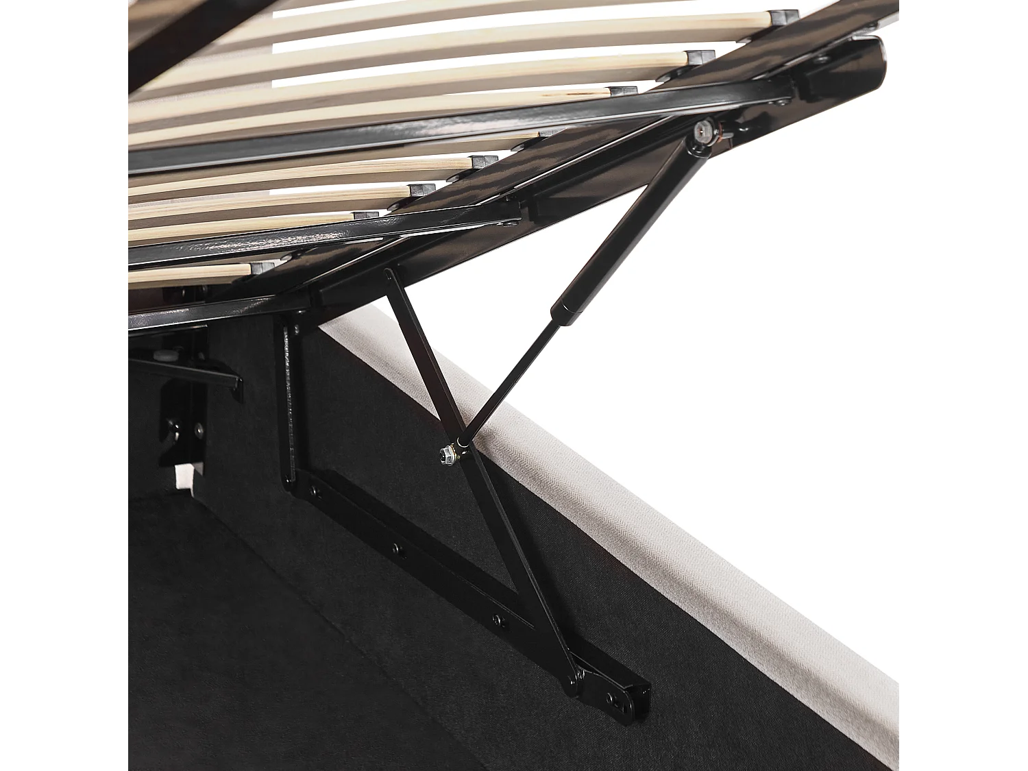 Polsterbett beige 180 x 200 cm mit Stauraum gestepptes Kopfteil Lorient