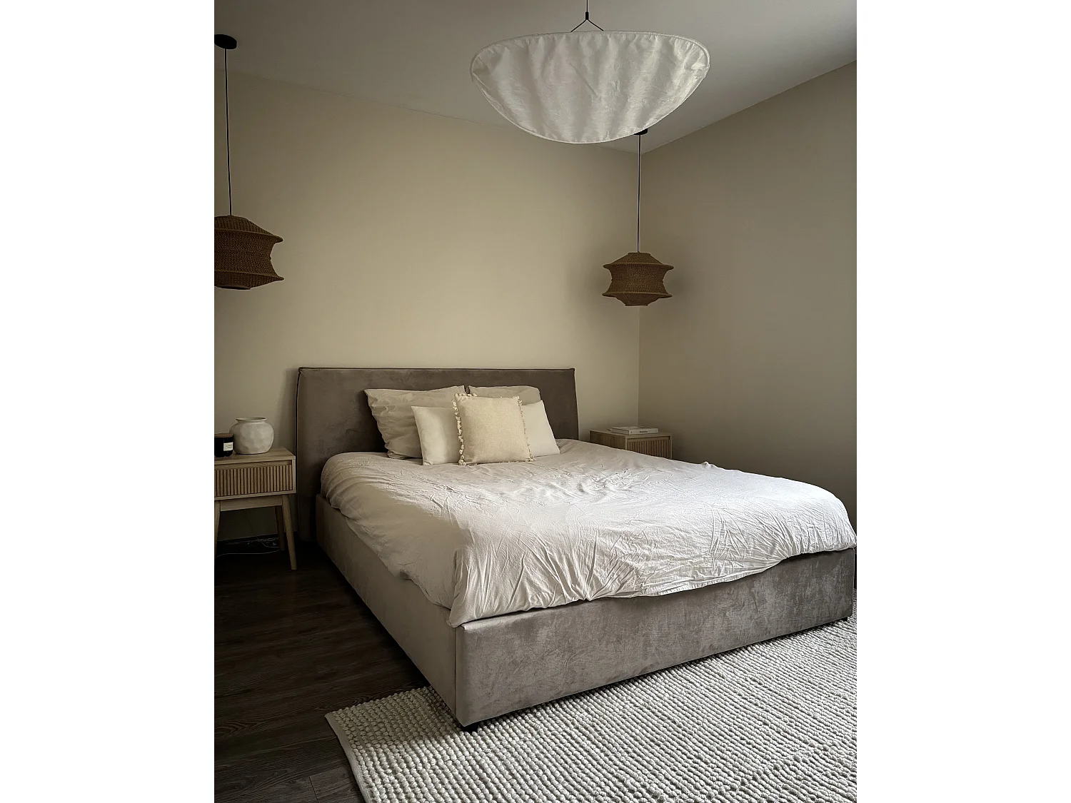 Säng med förvaring LAVAUR Sammet Taupe 160 x 200 cm
