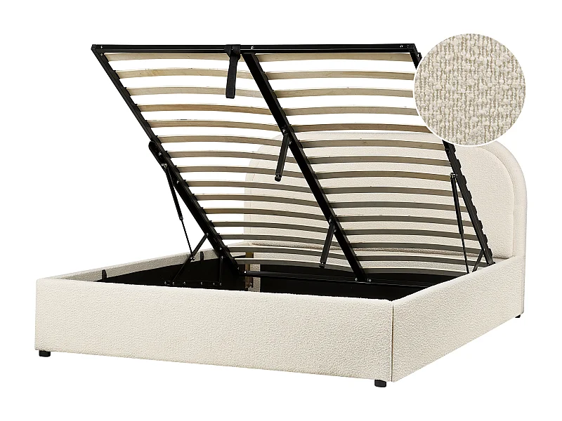 Lit ottoman Bouclé QUILLIEN 140 x 200 cm Beige clair