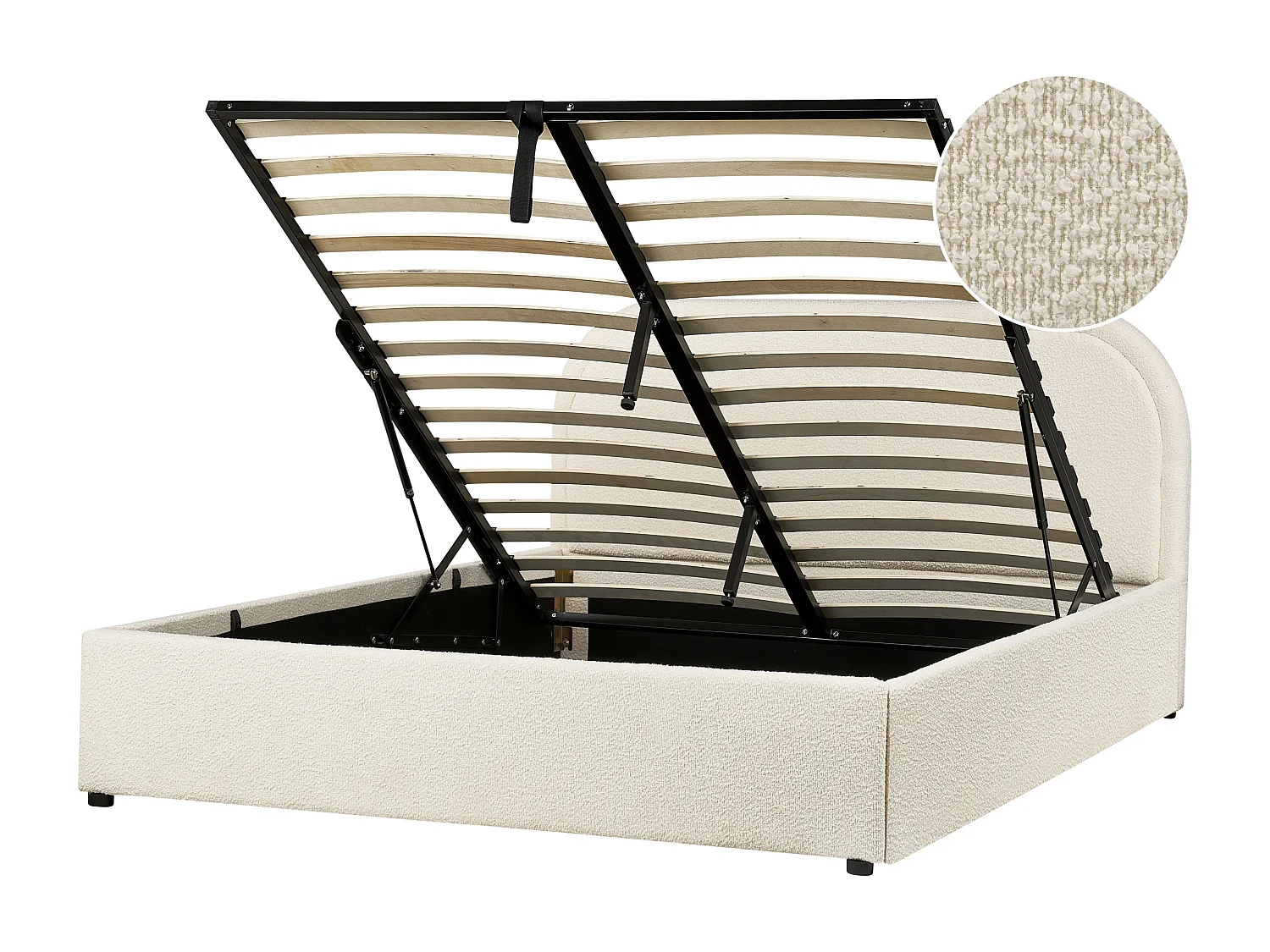 Lit ottoman Bouclé QUILLIEN 140 x 200 cm Beige clair