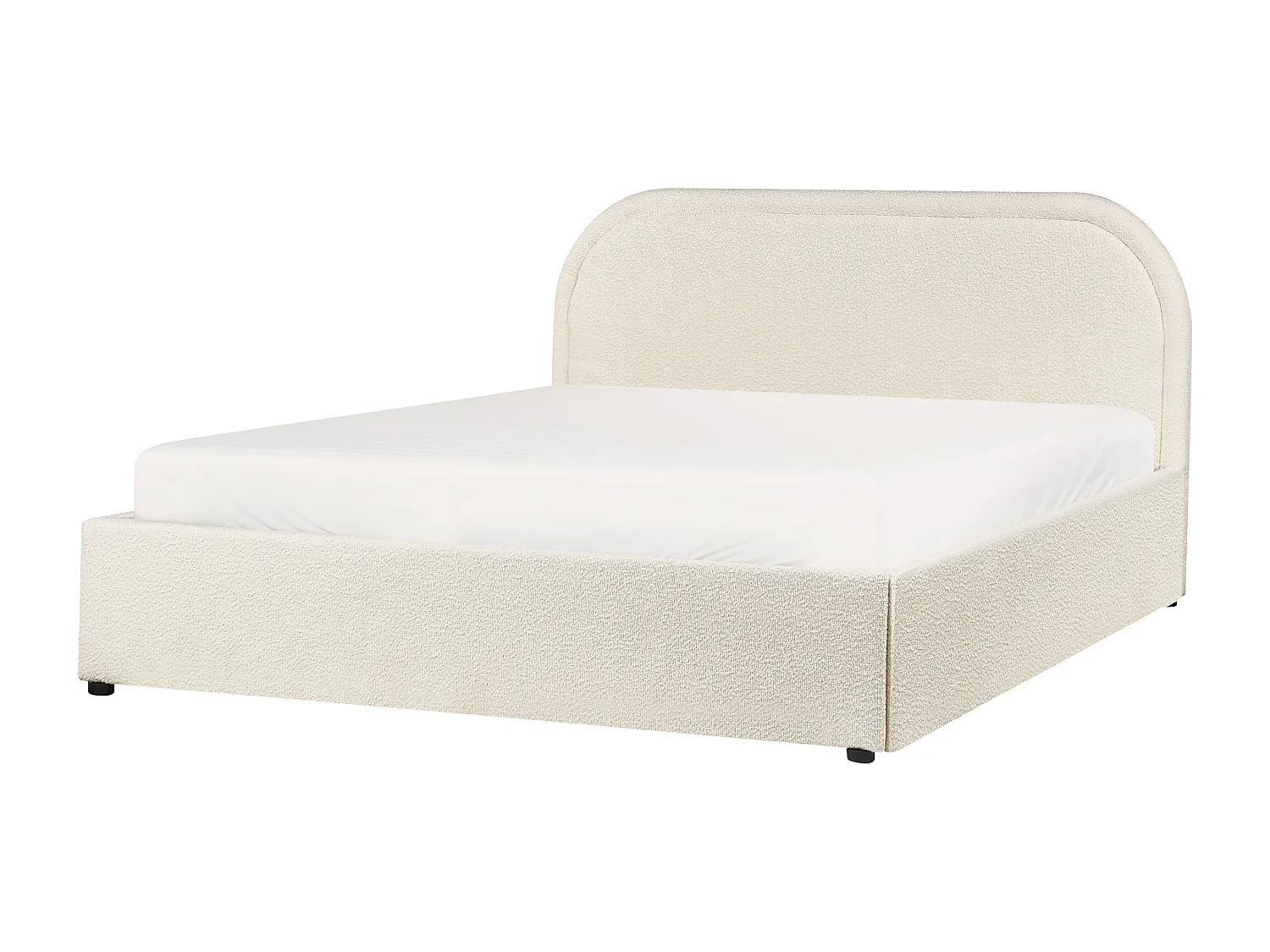 Polsterbett Bouclé beige mit Kopfteil Bettkasten Lattenrost 140x200 cm Quillien