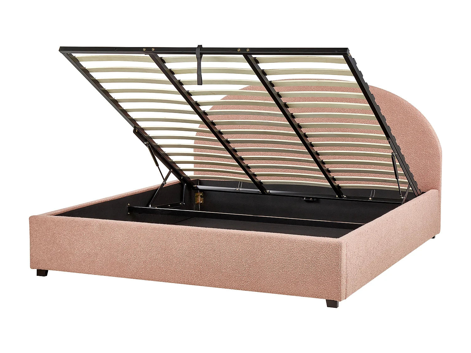 Bed met opbergruimte Bouclé VAUCLUSE 180 x 200 cm Pastelroze