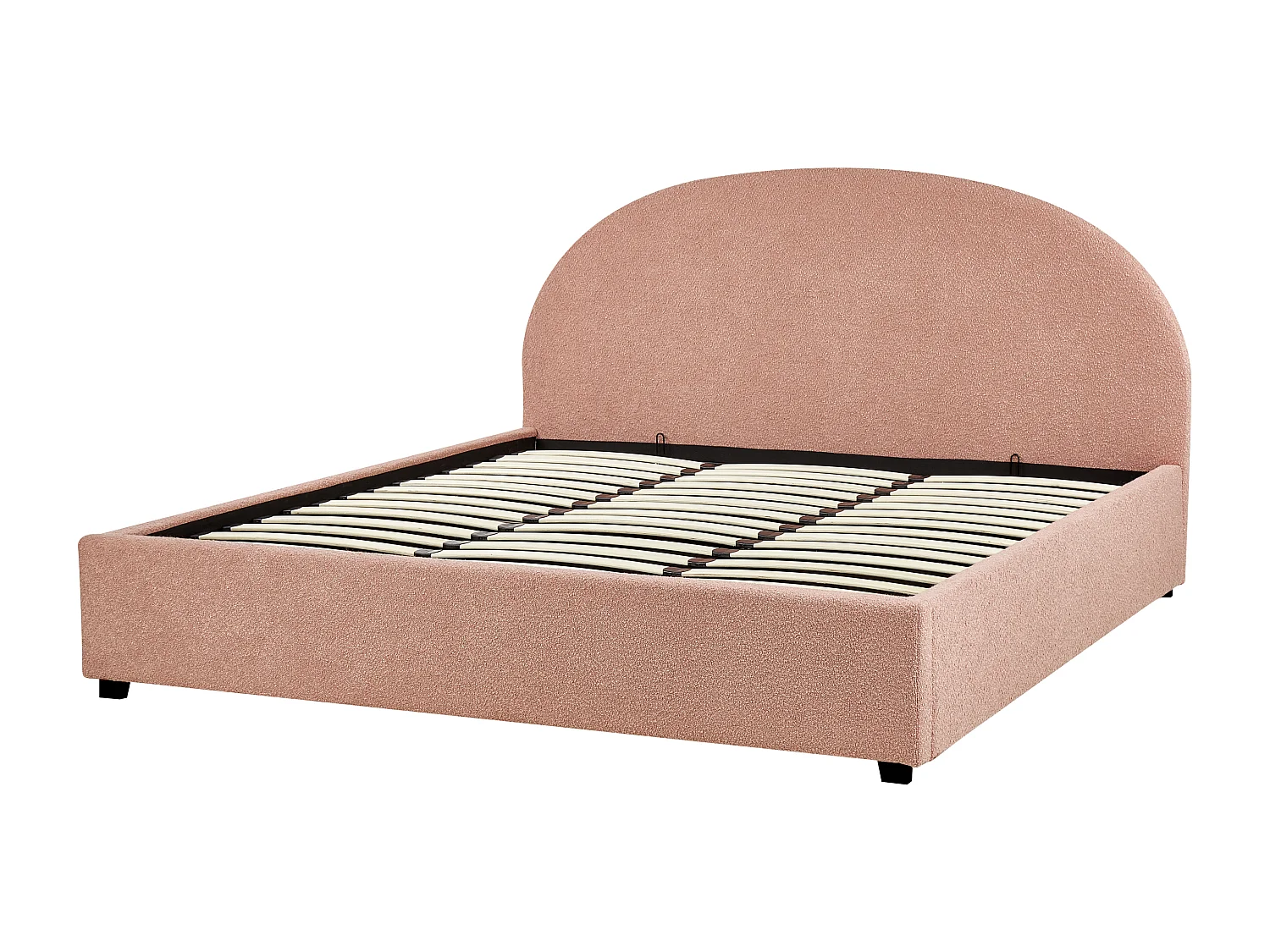 Lit ottoman Bouclé VAUCLUSE 180 x 200 cm Rose pastel