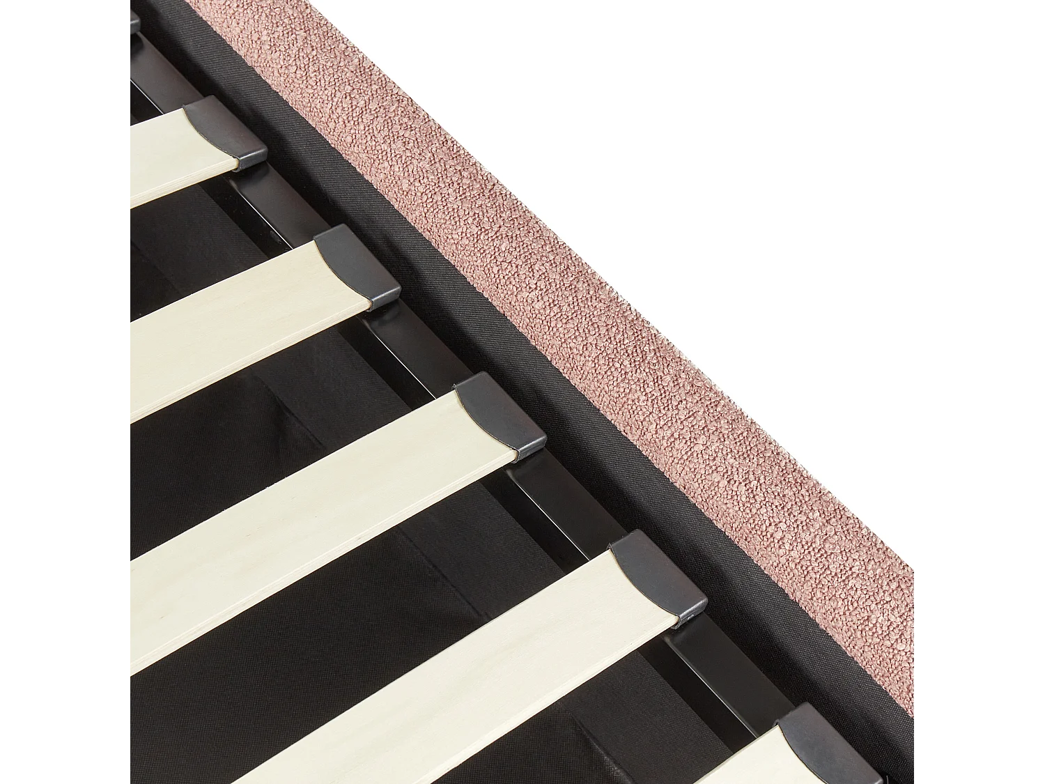 Bed met opbergruimte Bouclé VAUCLUSE 180 x 200 cm Pastelroze