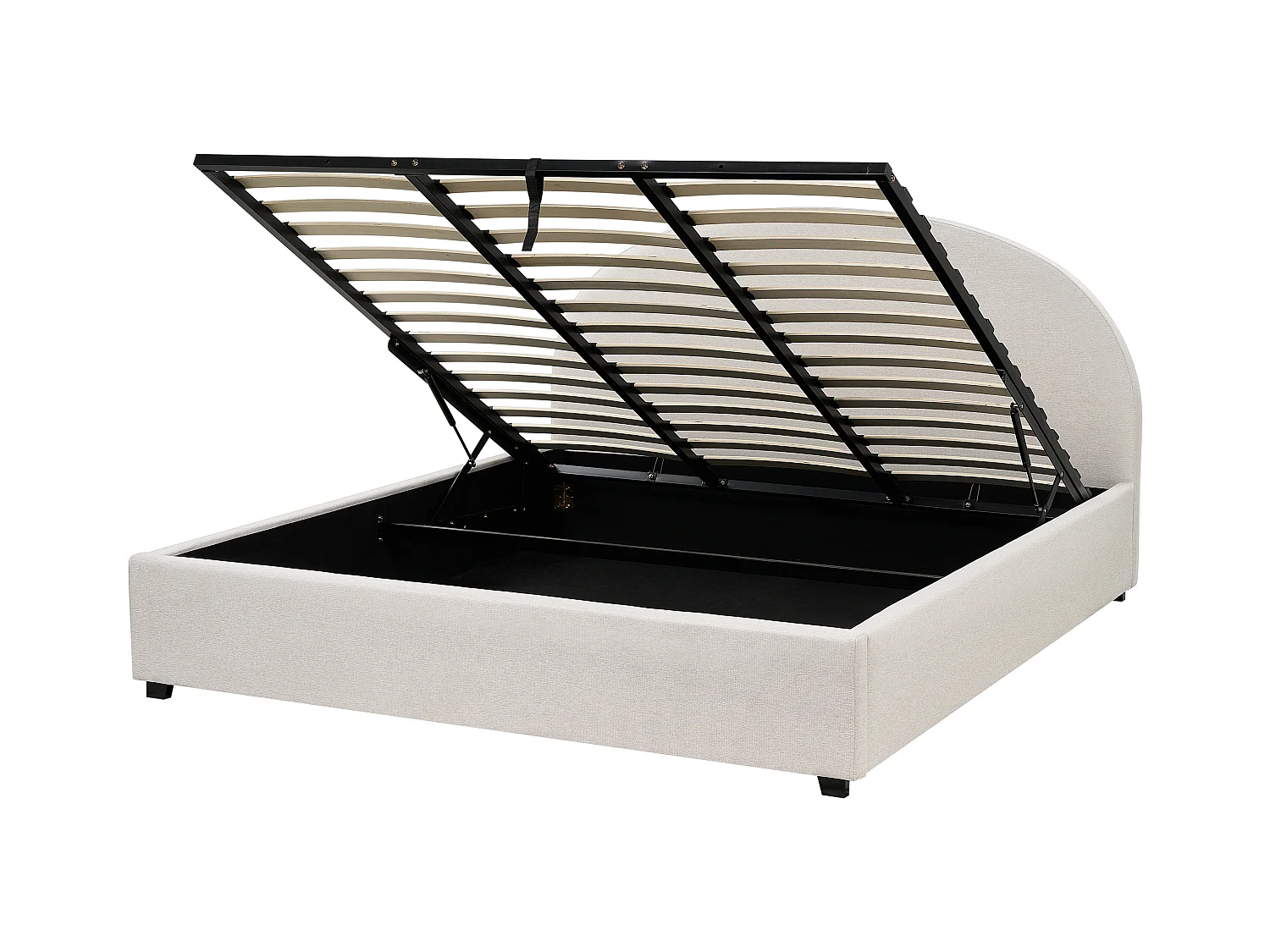 Lit ottoman Tissu VAUCLUSE 180 x 200 cm Beige clair