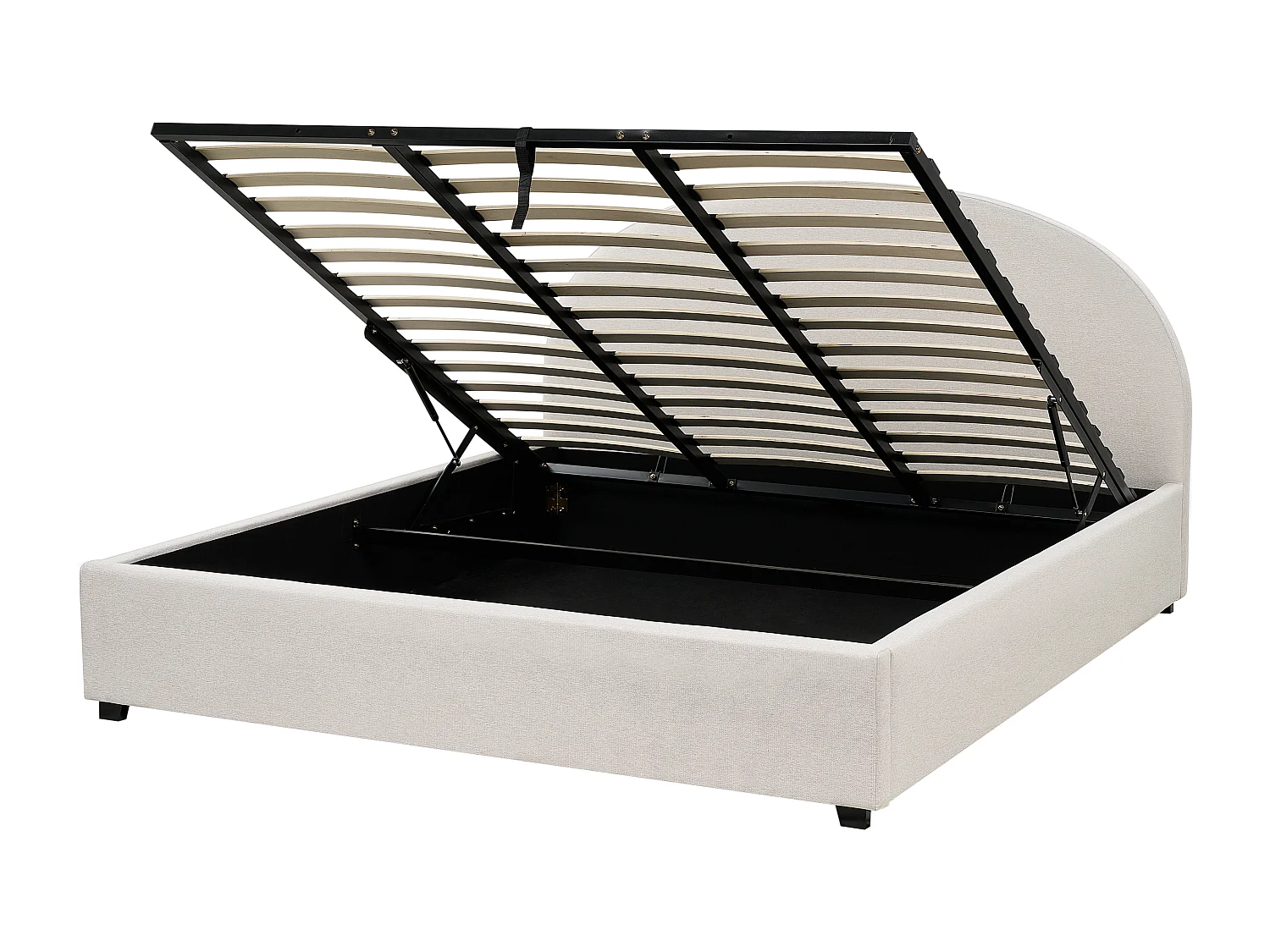 Lit ottoman Tissu VAUCLUSE 180 x 200 cm Beige clair