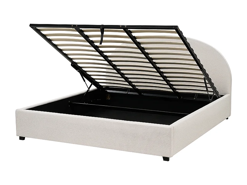 Letto con ottomano Tessuto VAUCLUSE 180 x 200 cm Beige chiaro