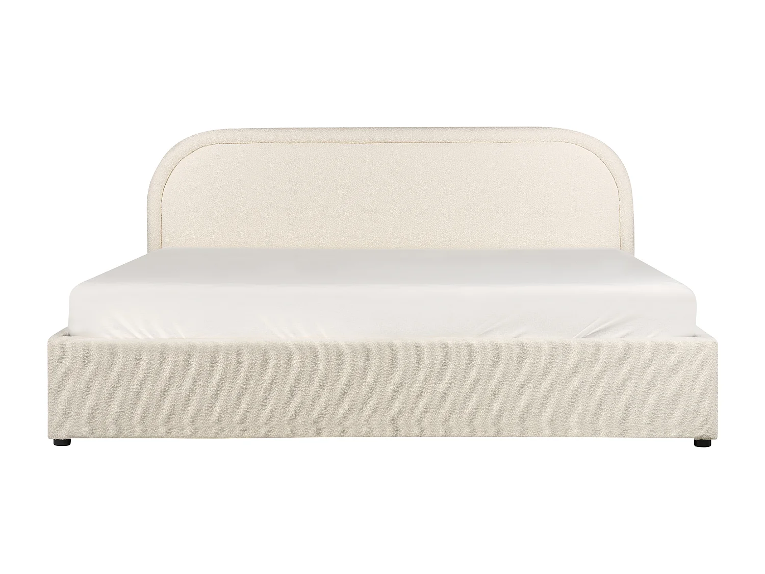 Lit ottoman Bouclé QUILLIEN 180 x 200 cm Beige clair