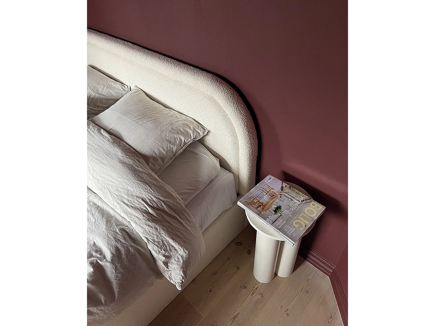 Ottoman Bed QUILLIEN Boucle Light Beige 180 x 200 cm (EU Super King)