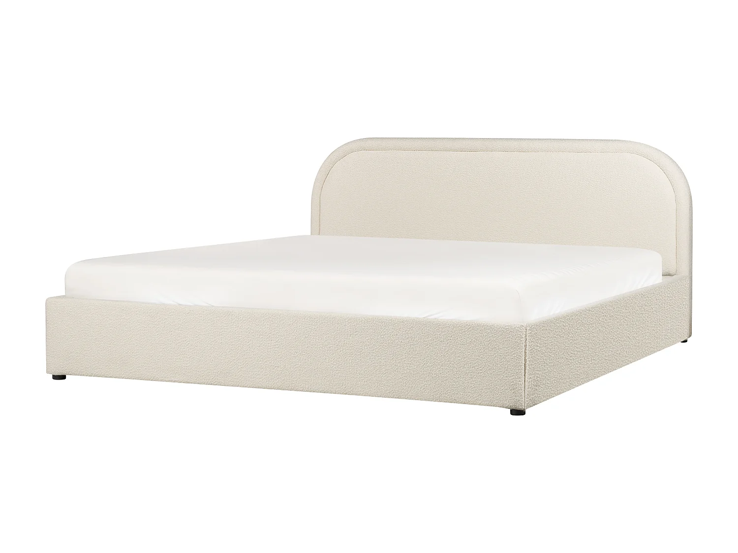 Polsterbett Bouclé beige mit Kopfteil Bettkasten Lattenrost 180x200 cm Quillien